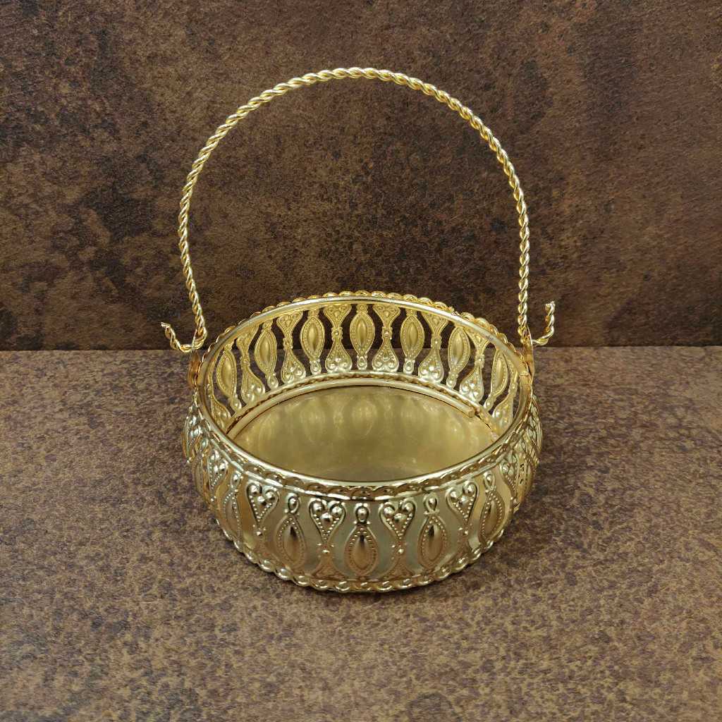 Gold Plated Basket With Handle 5 Inch