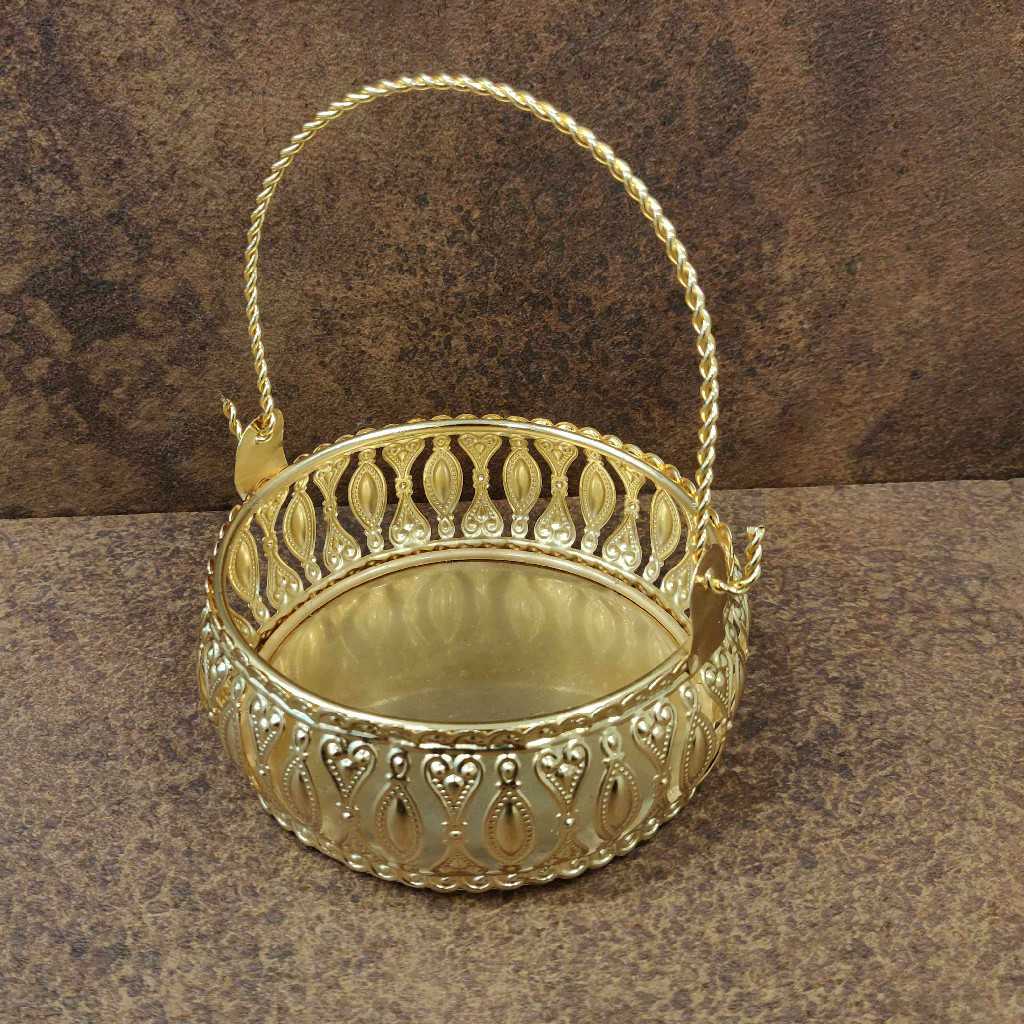 Gold Plated Basket With Handle 5 Inch