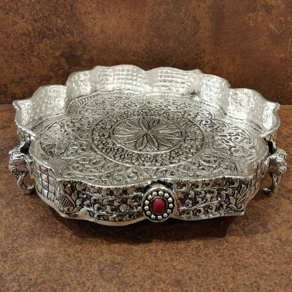 Antiq German Silver Floral Plate 11