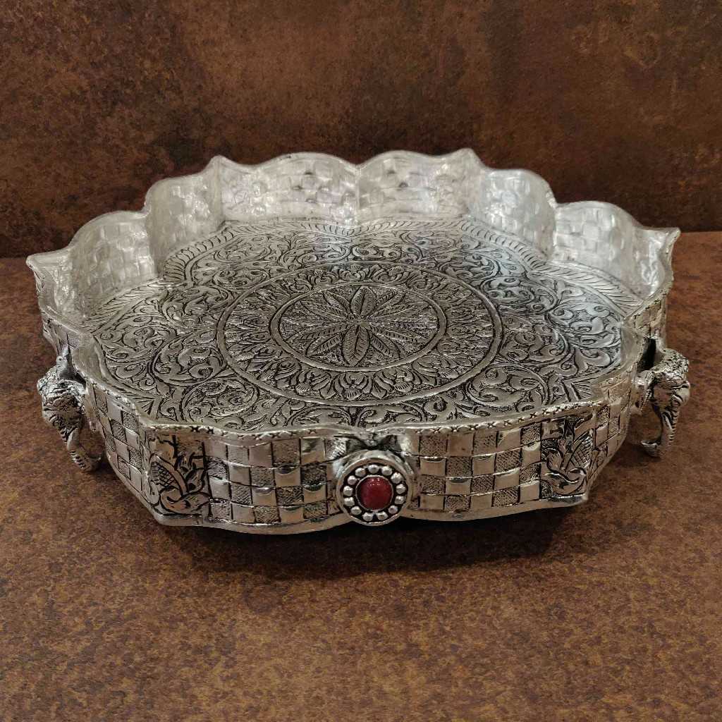 Antiq German Silver Floral Plate 12