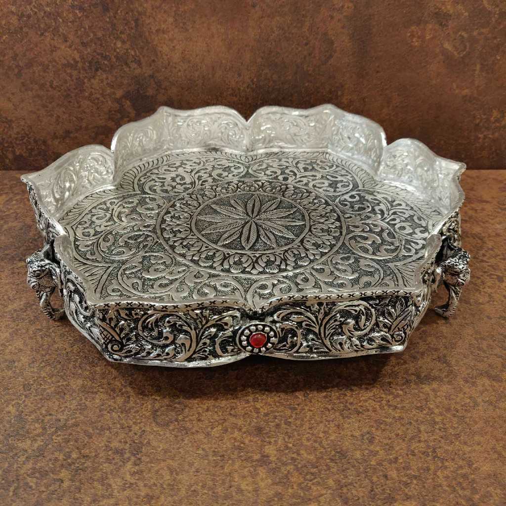 Antiq German Silver Floral Plate 12
