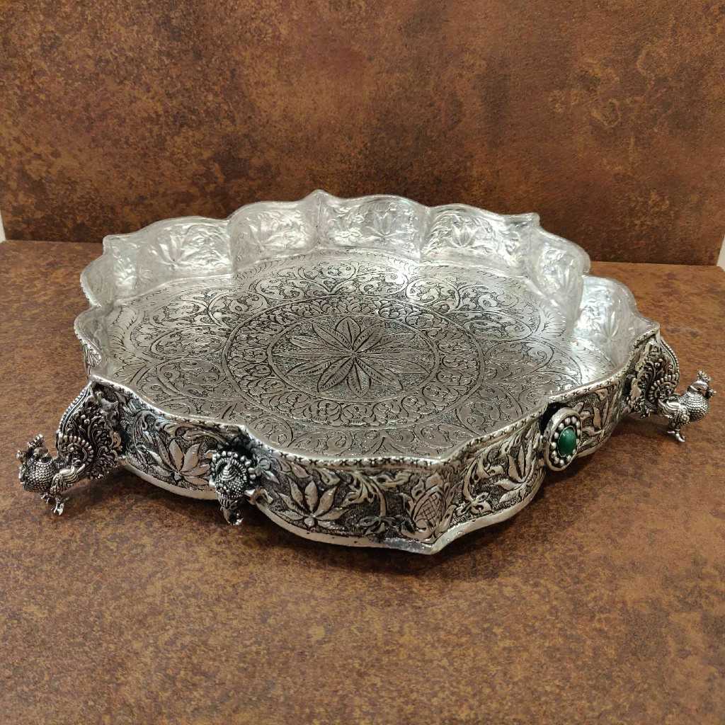 Antiq German Silver Floral Plate 13
