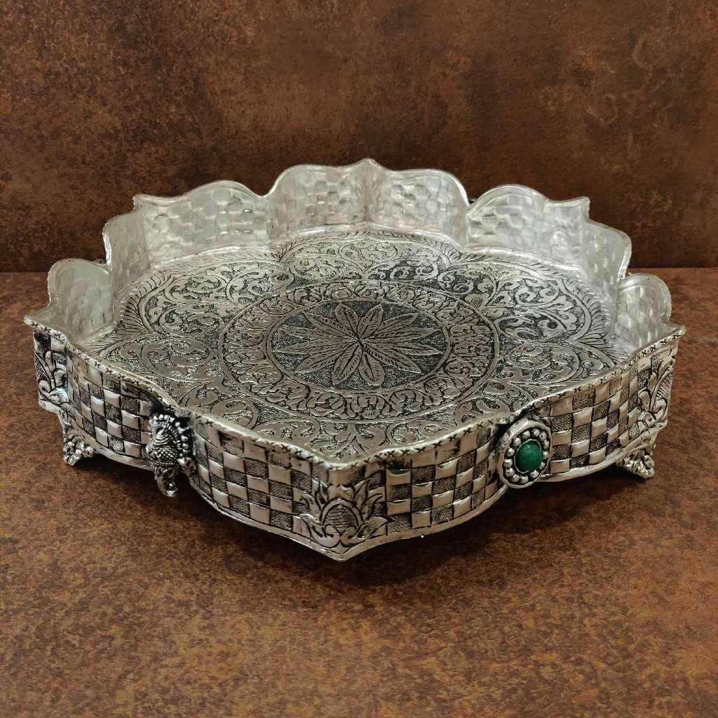 Antiq German Silver Floral Plate 13