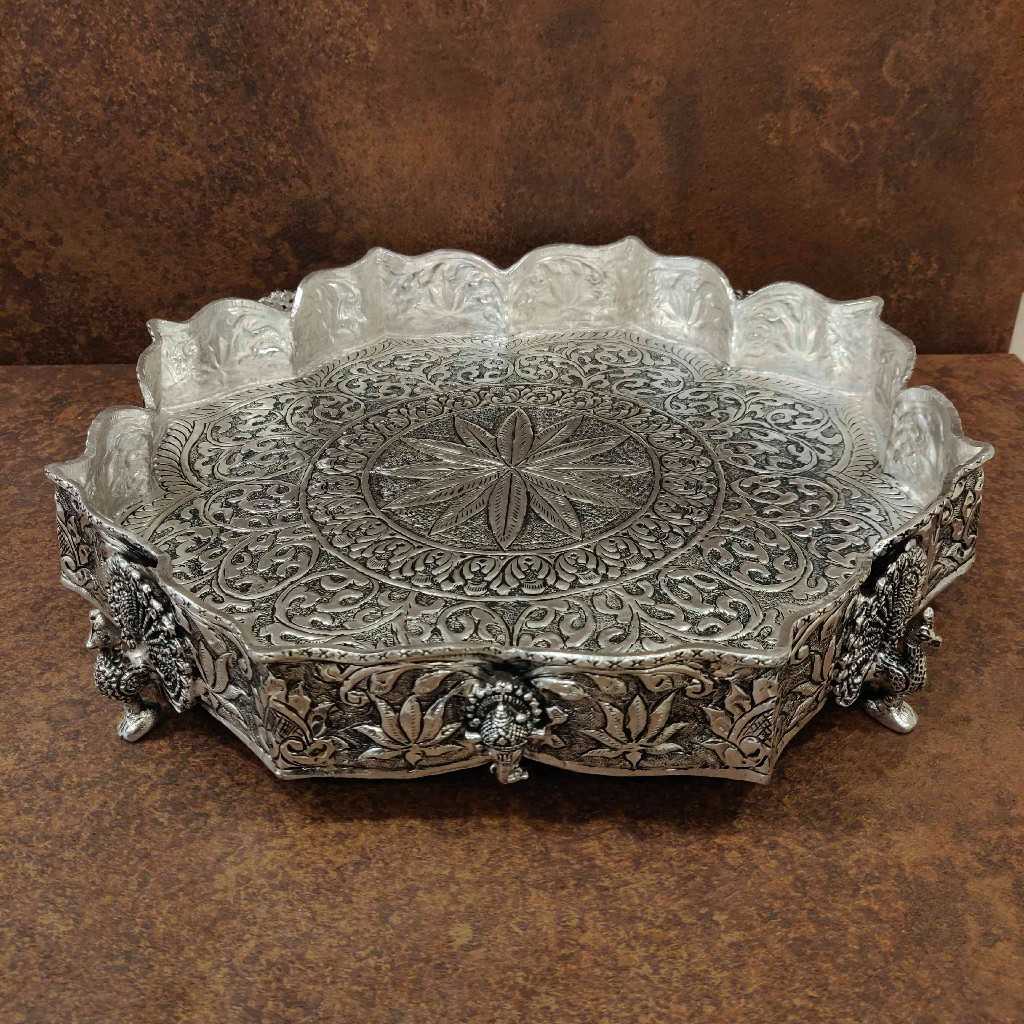 Antiq German Silver Floral Plate 14
