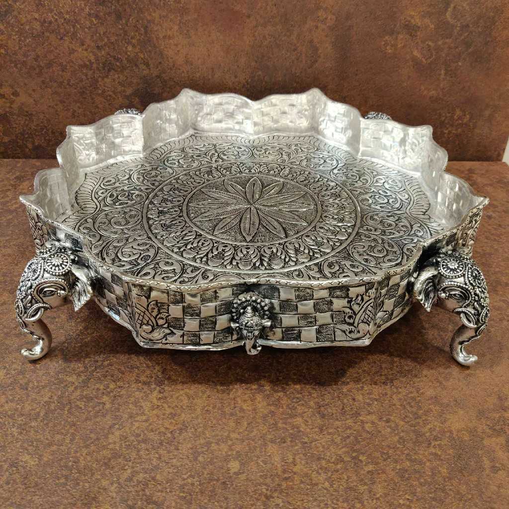 Antiq German Silver Floral Plate 14