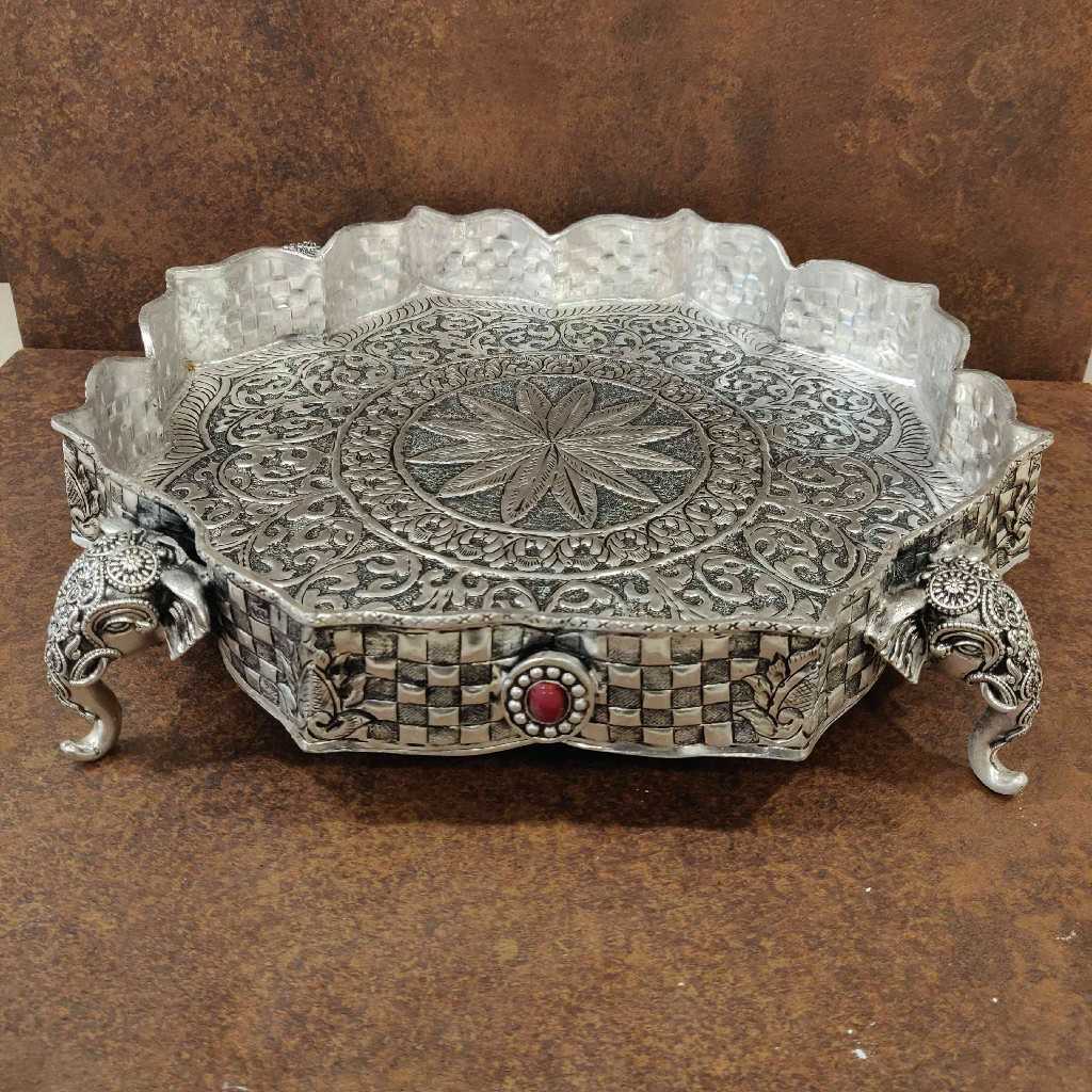 Antiq German Silver Floral Plate 15