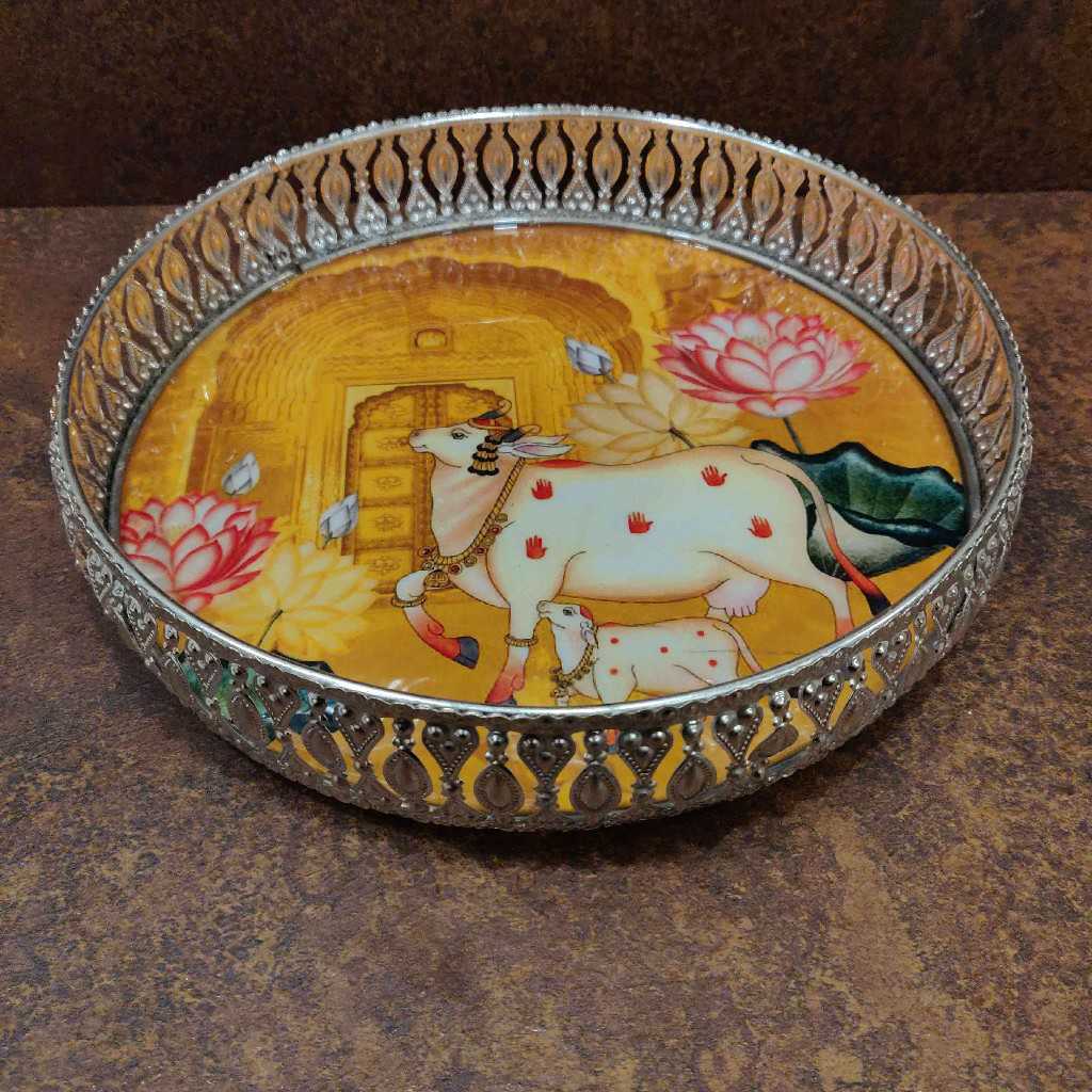 GS Pichwai Plate Round Assorted 10 Inch