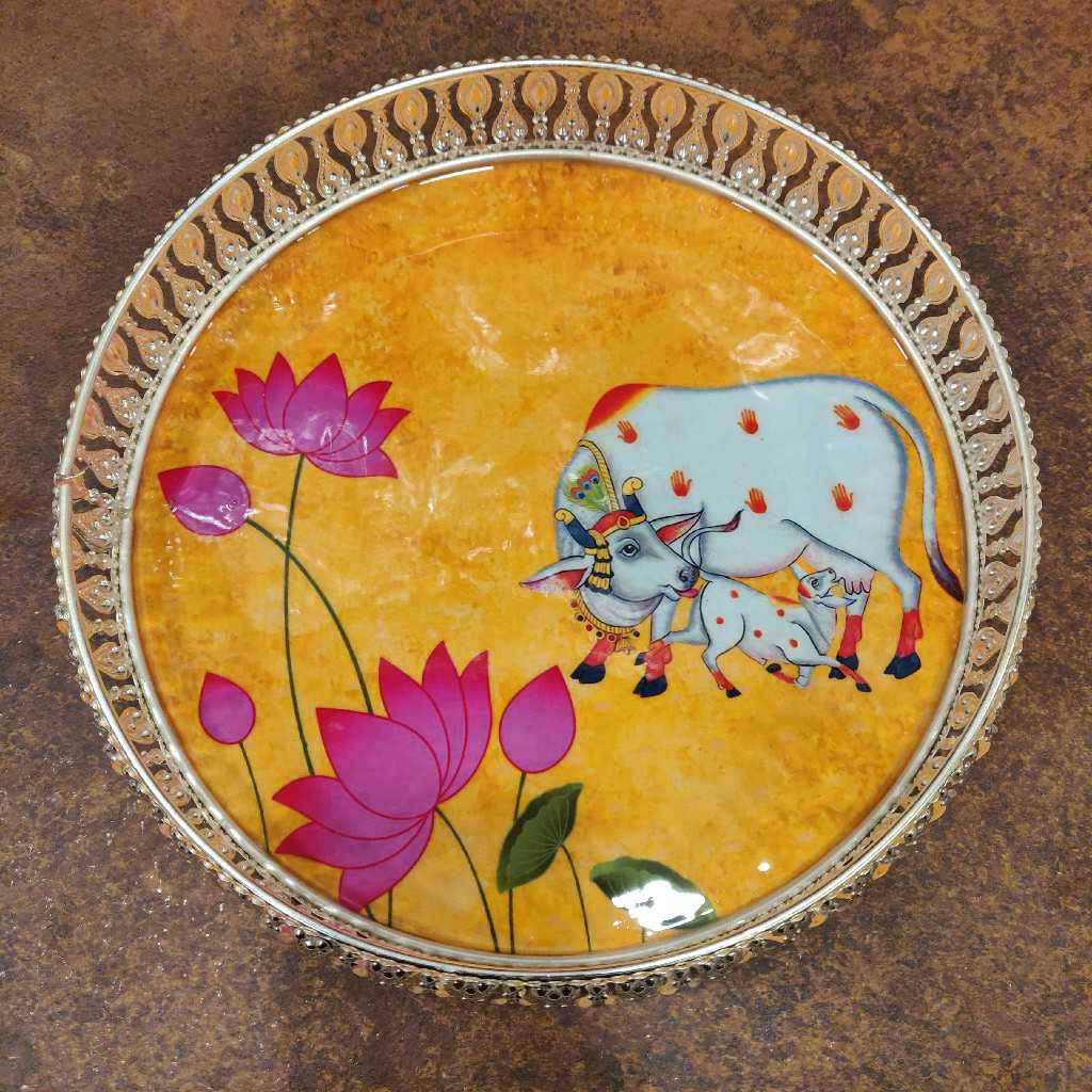 GS Pichwai Plate Round Assorted 10 Inch