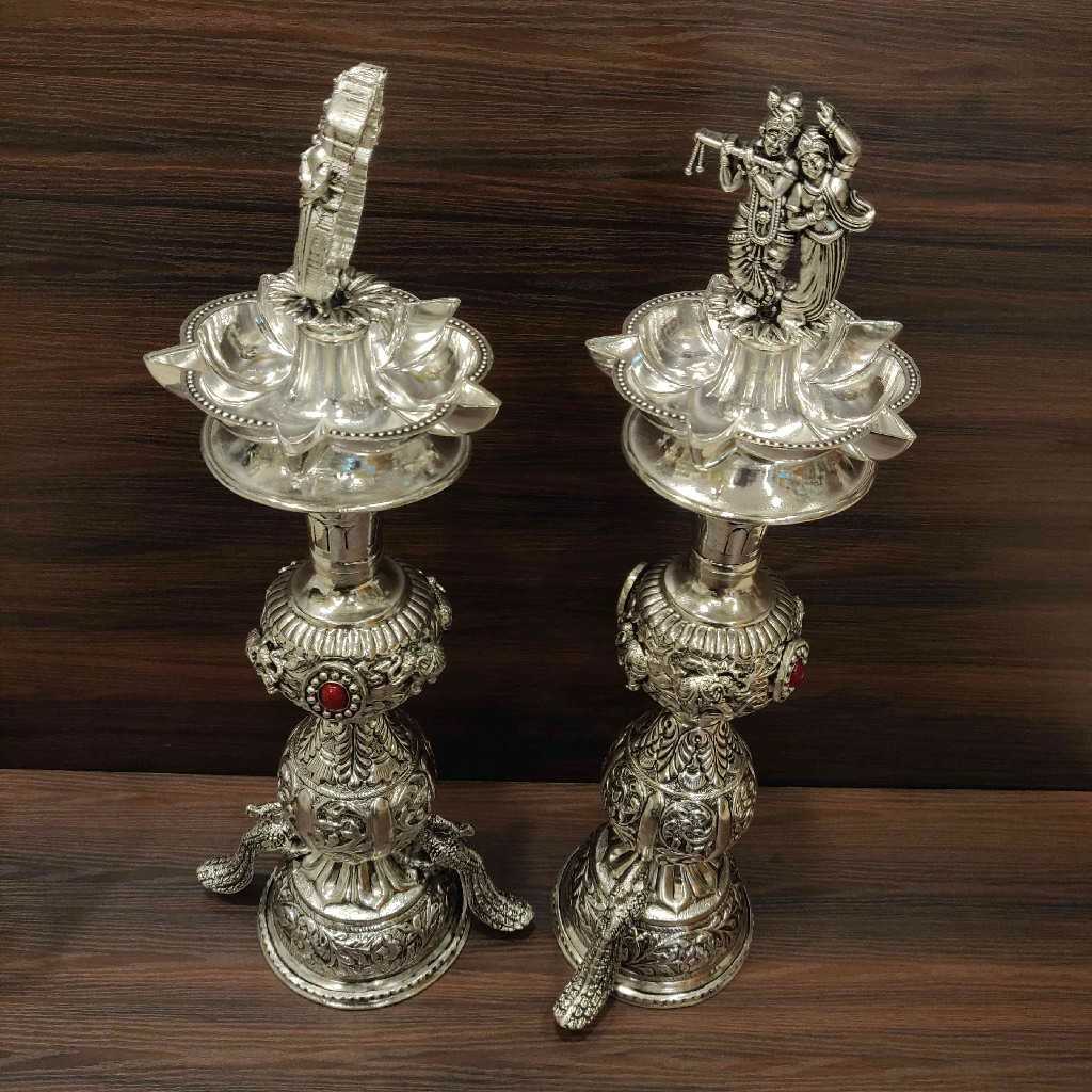 GS Antiq Radha Krishna Diya Pair 18 inch