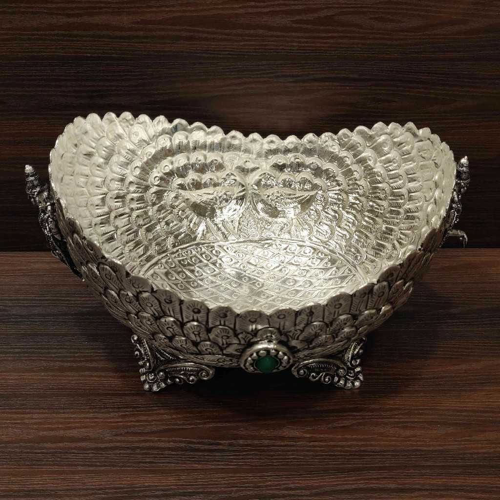 GS Antiq Peacock Feather Bowl Jumbo