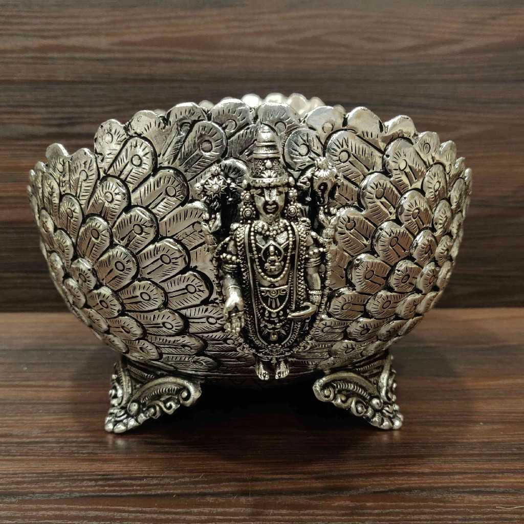 GS Antiq Peacock Feather Bowl Jumbo