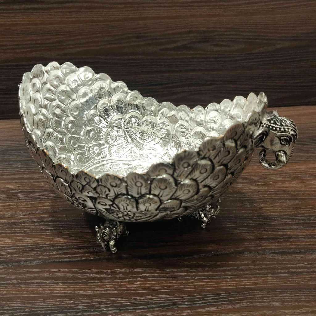 GS Antiq Peacock Feather Bowl Small