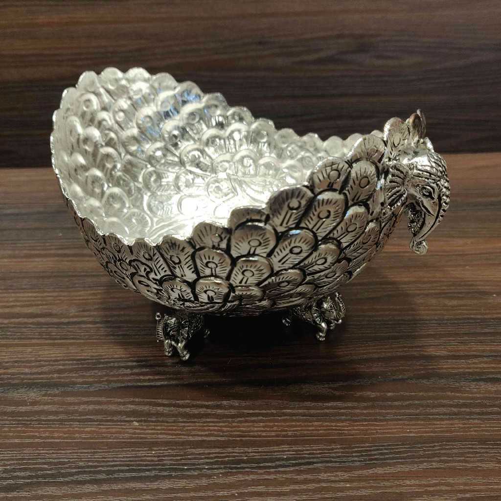 GS Antiq Peacock Feather Bowl Small