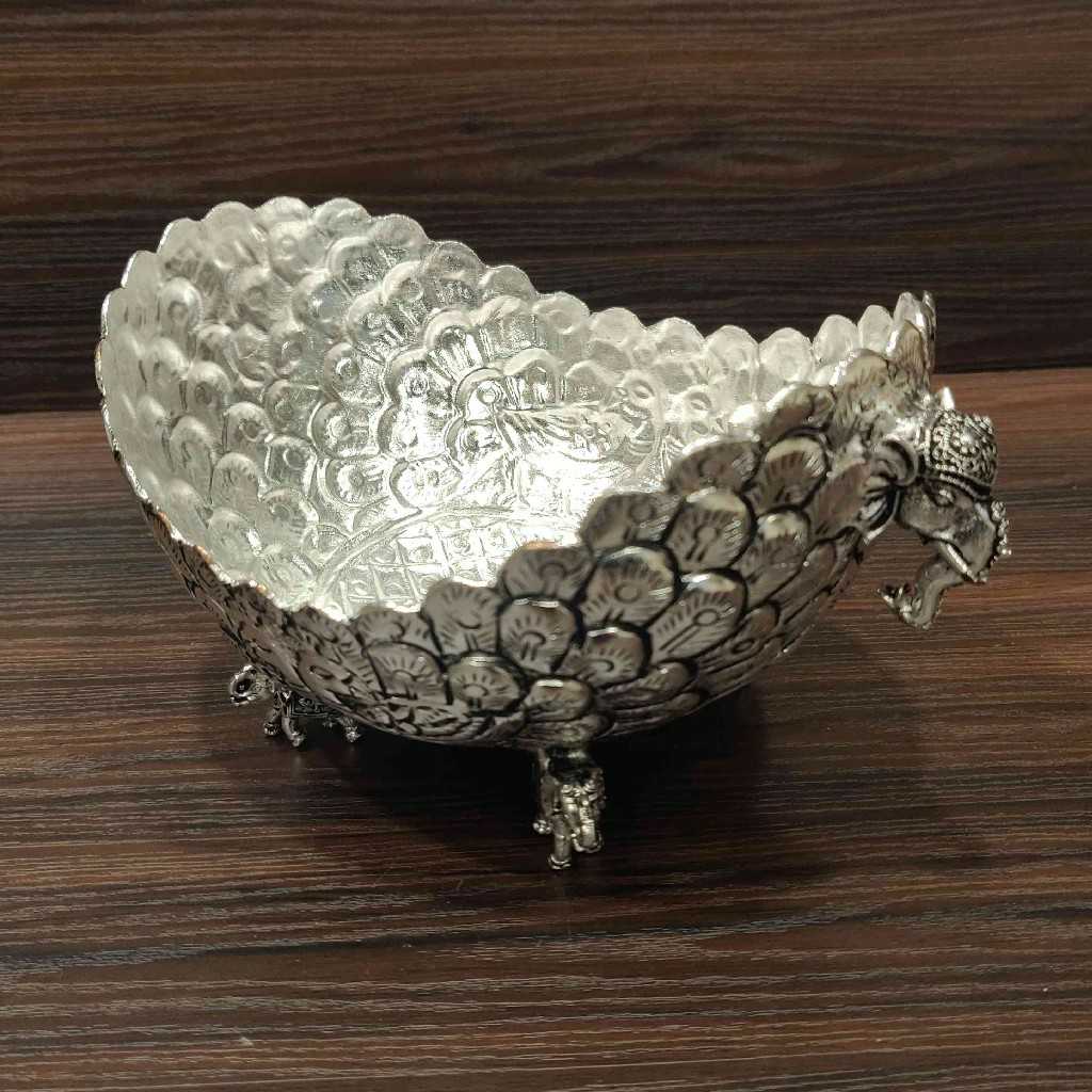 GS Antiq Peacock Feather Bowl Small