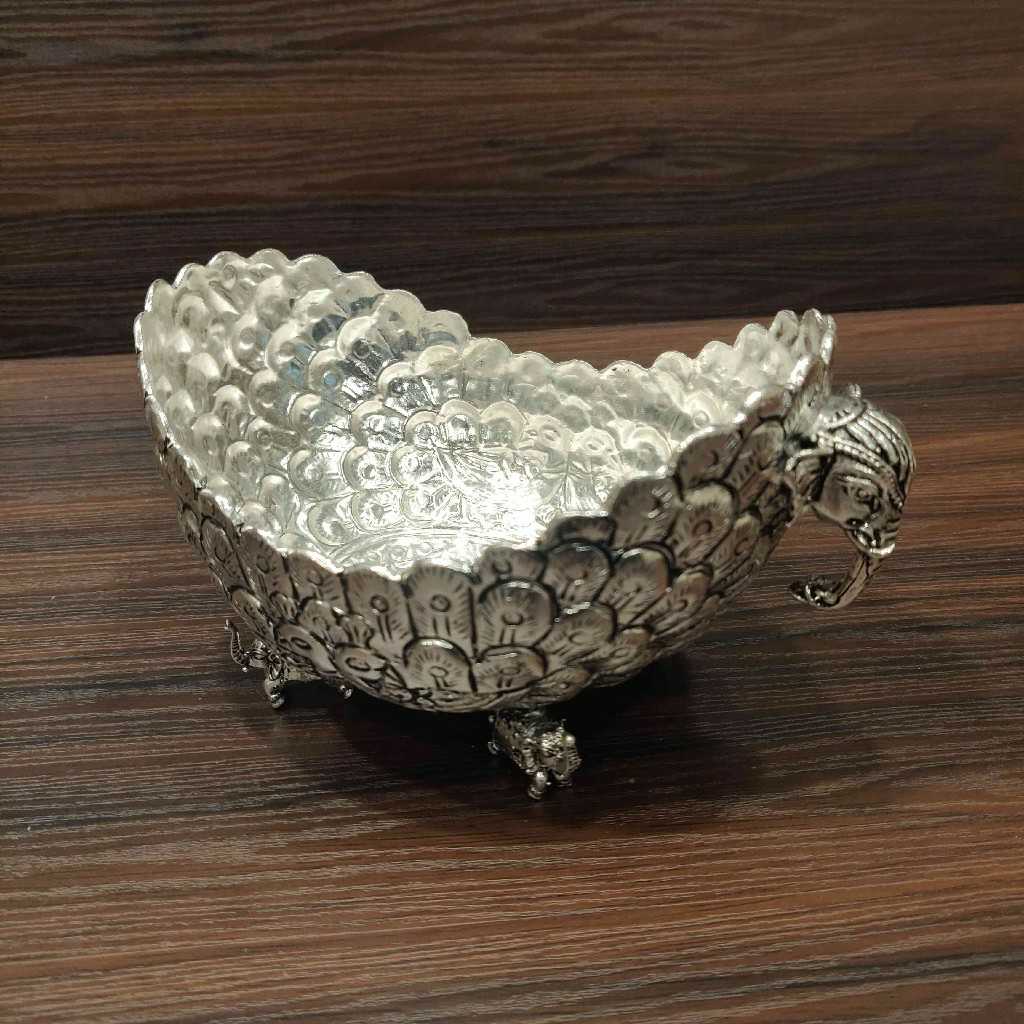 GS Antiq Peacock Feather Bowl Small