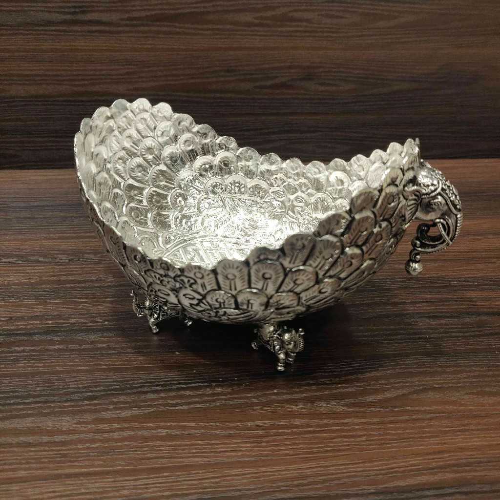 GS Antiq Peacock Feather Bowl Small