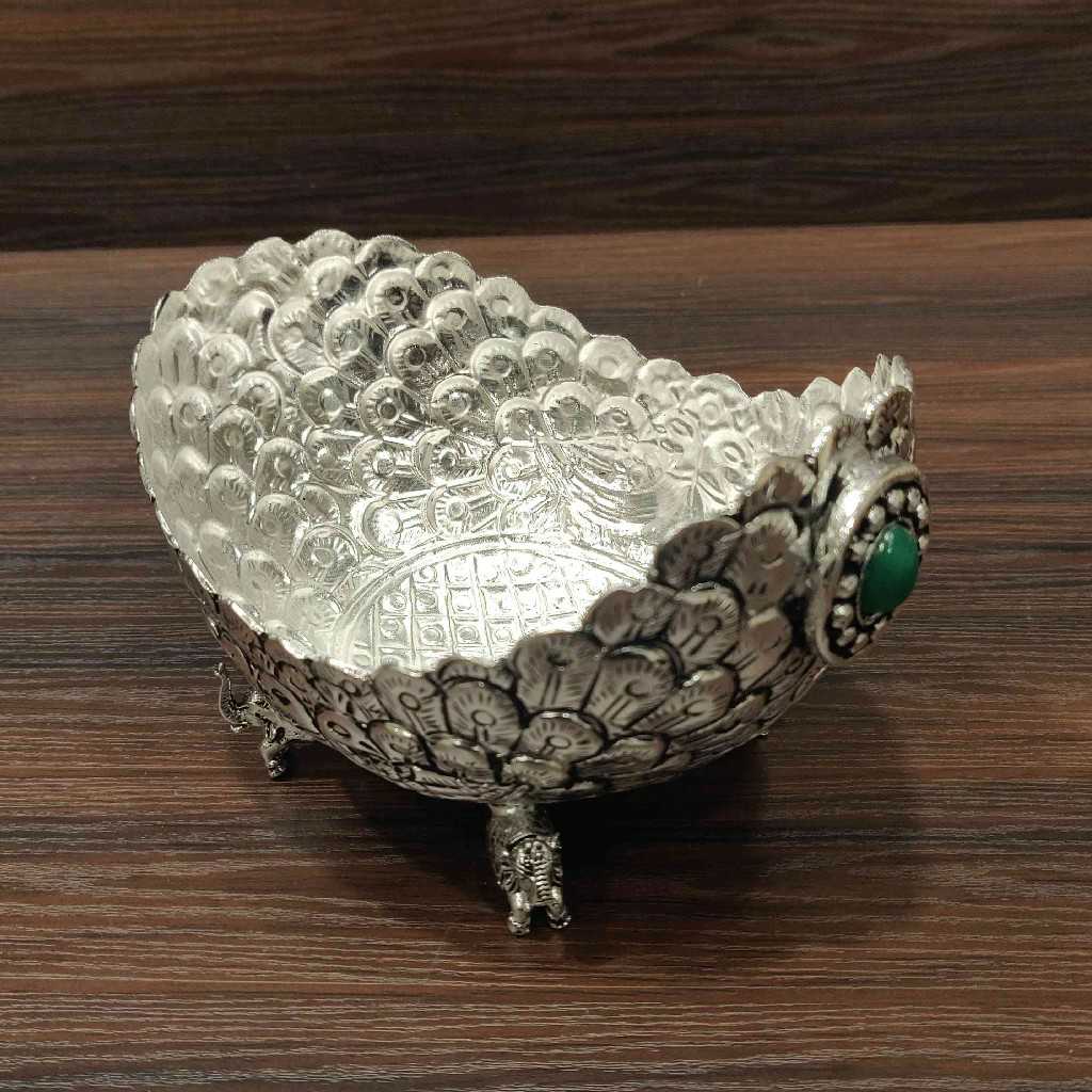 GS Antiq Peacock Feather Bowl Small