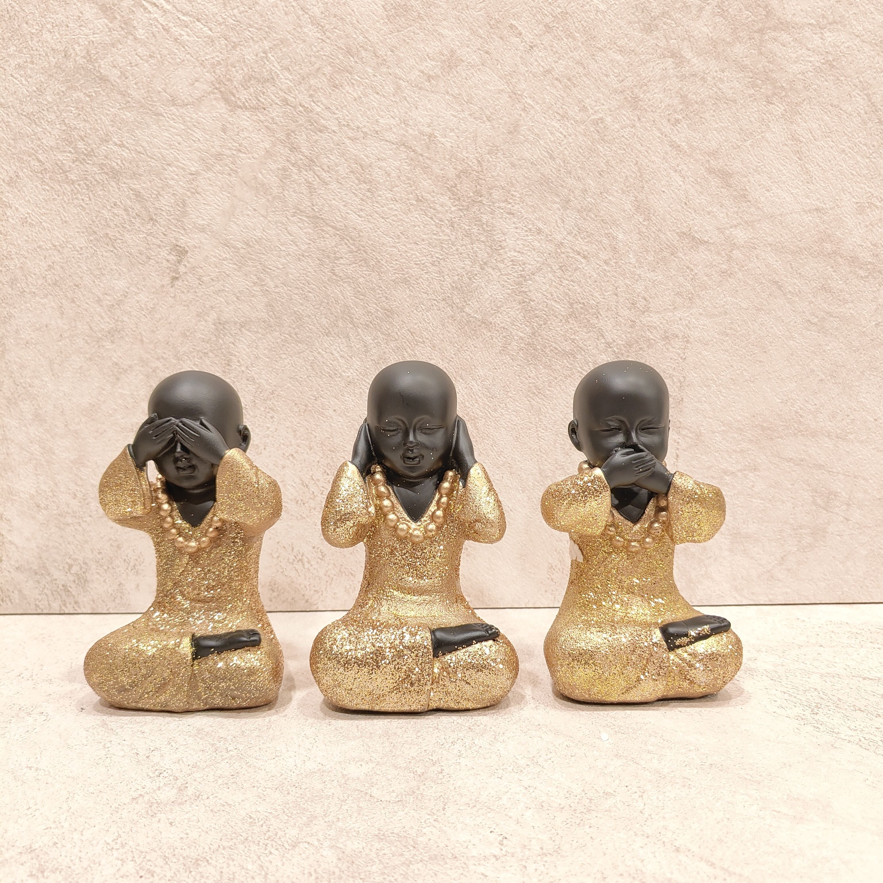 Golden Black Monks Set Of 3 75502