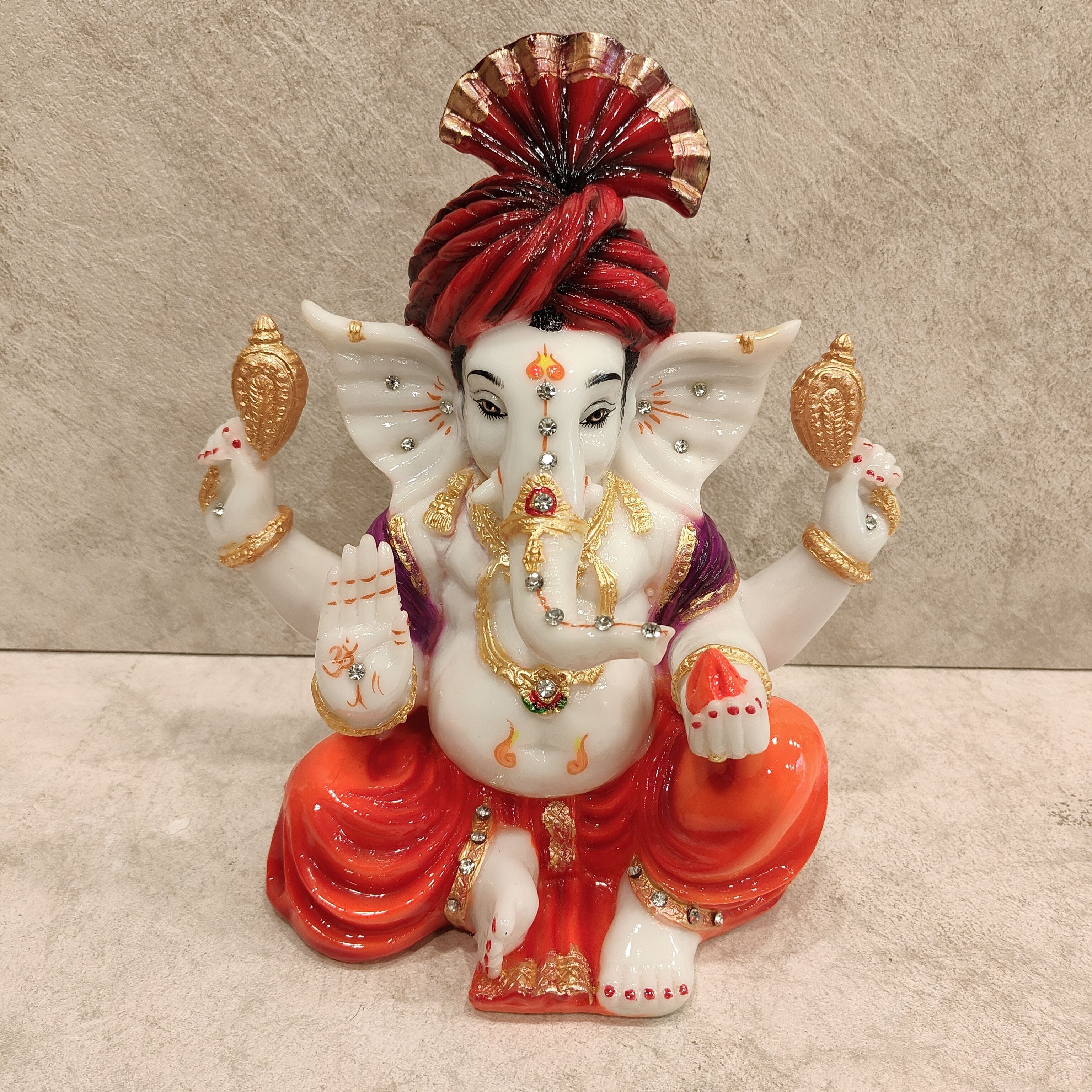 Pagdi Appu Ganesh Marble Finish