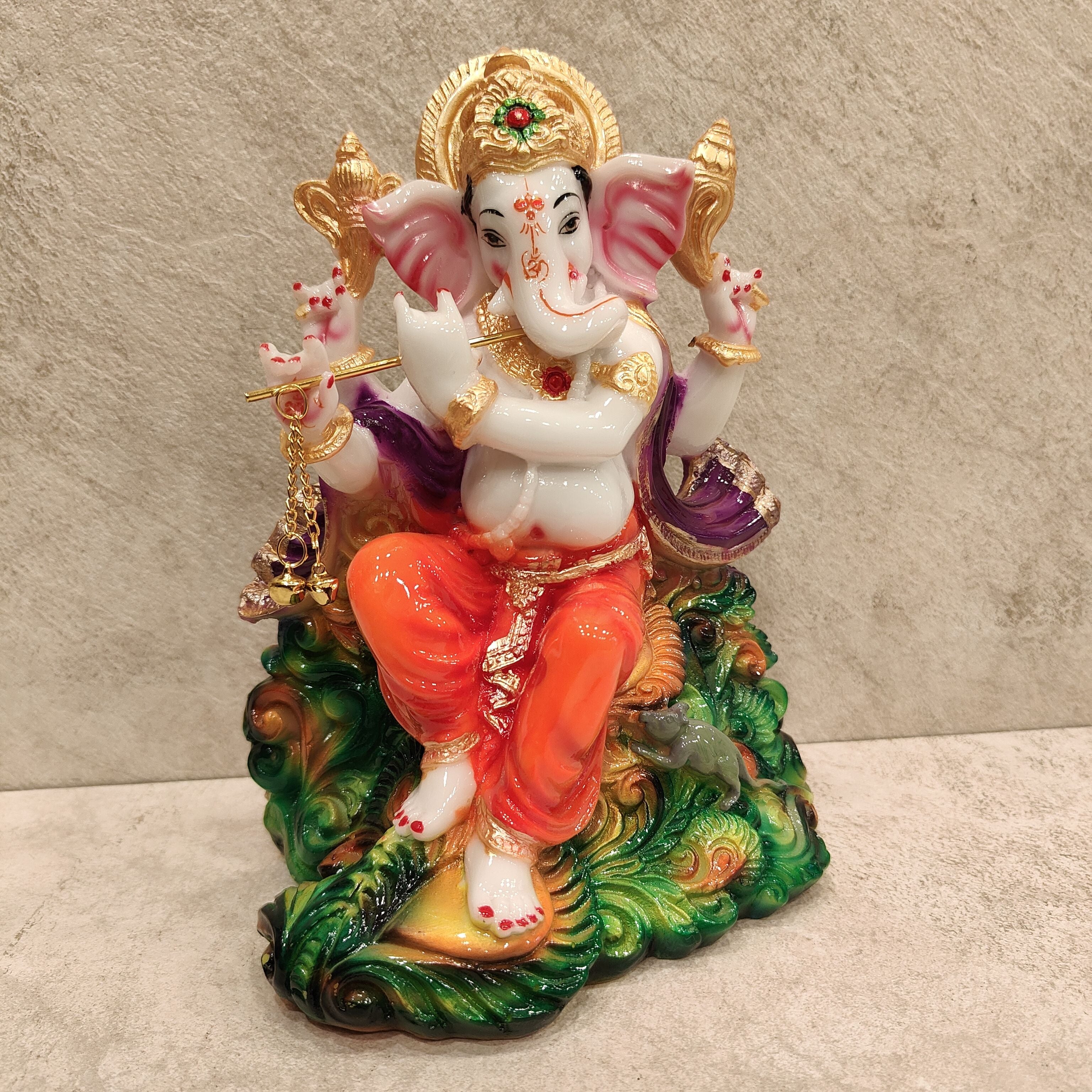 Flute Ganesh Marble Finish