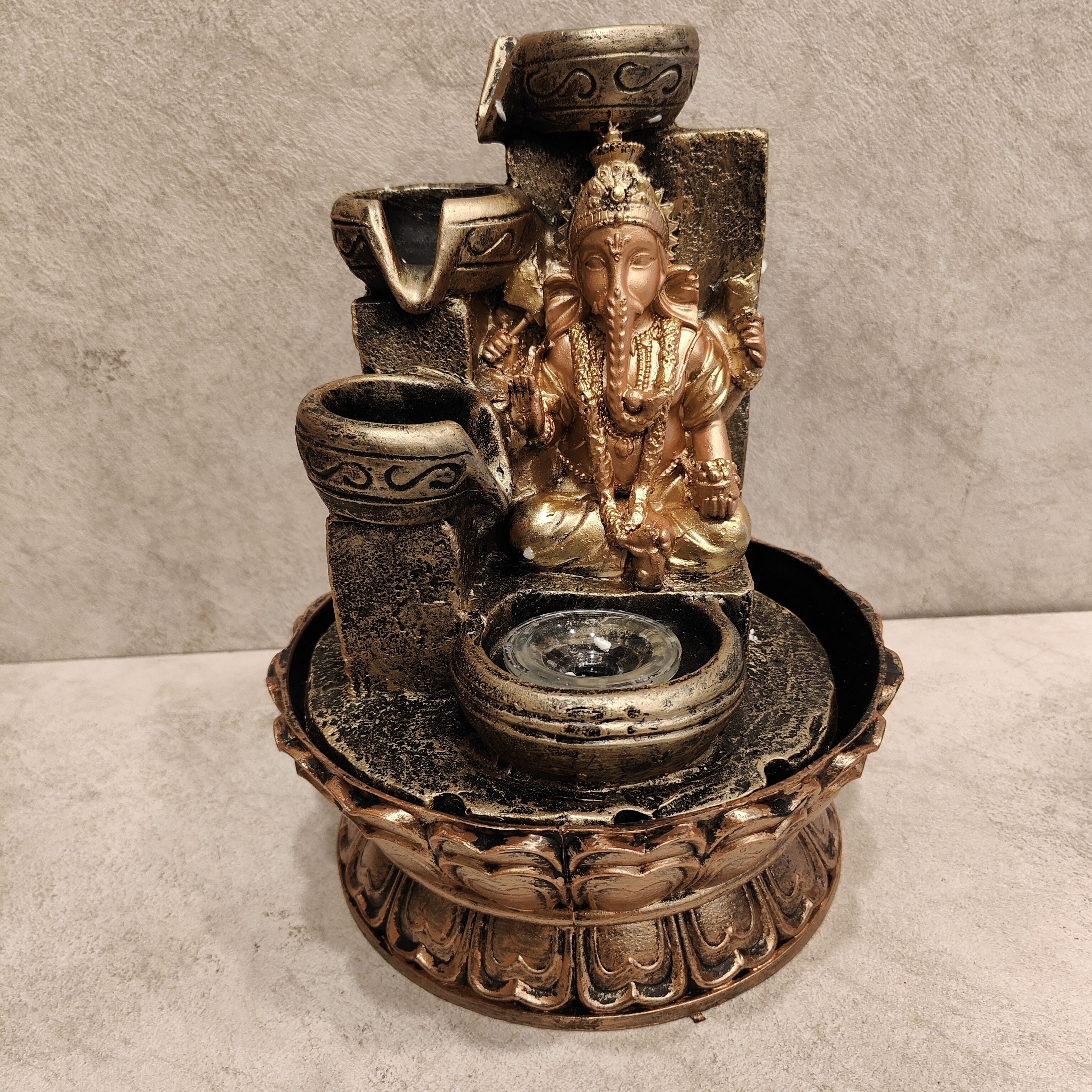 Ganesh Fountain Golden Antiq Medium