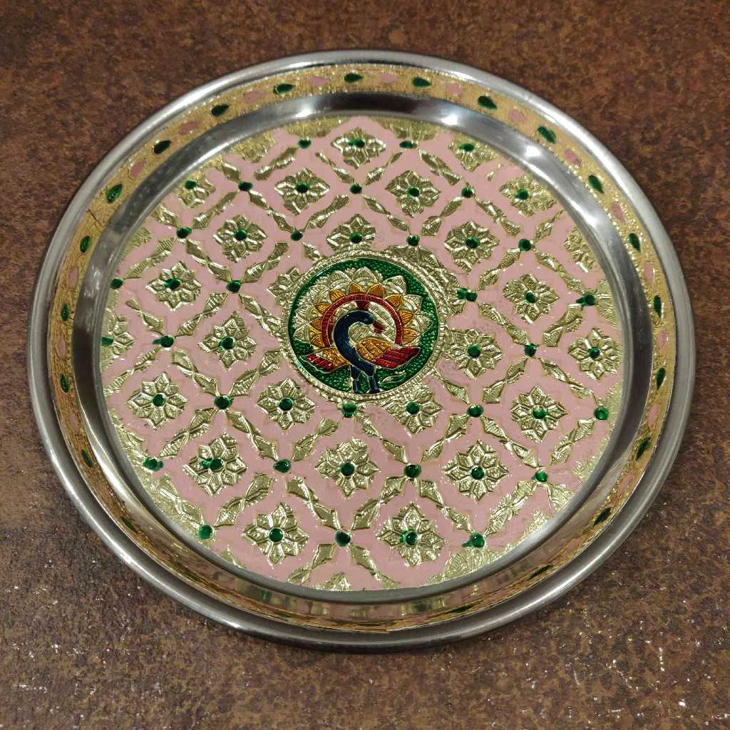 Minakari Plate Pastel Pink 7 Inch