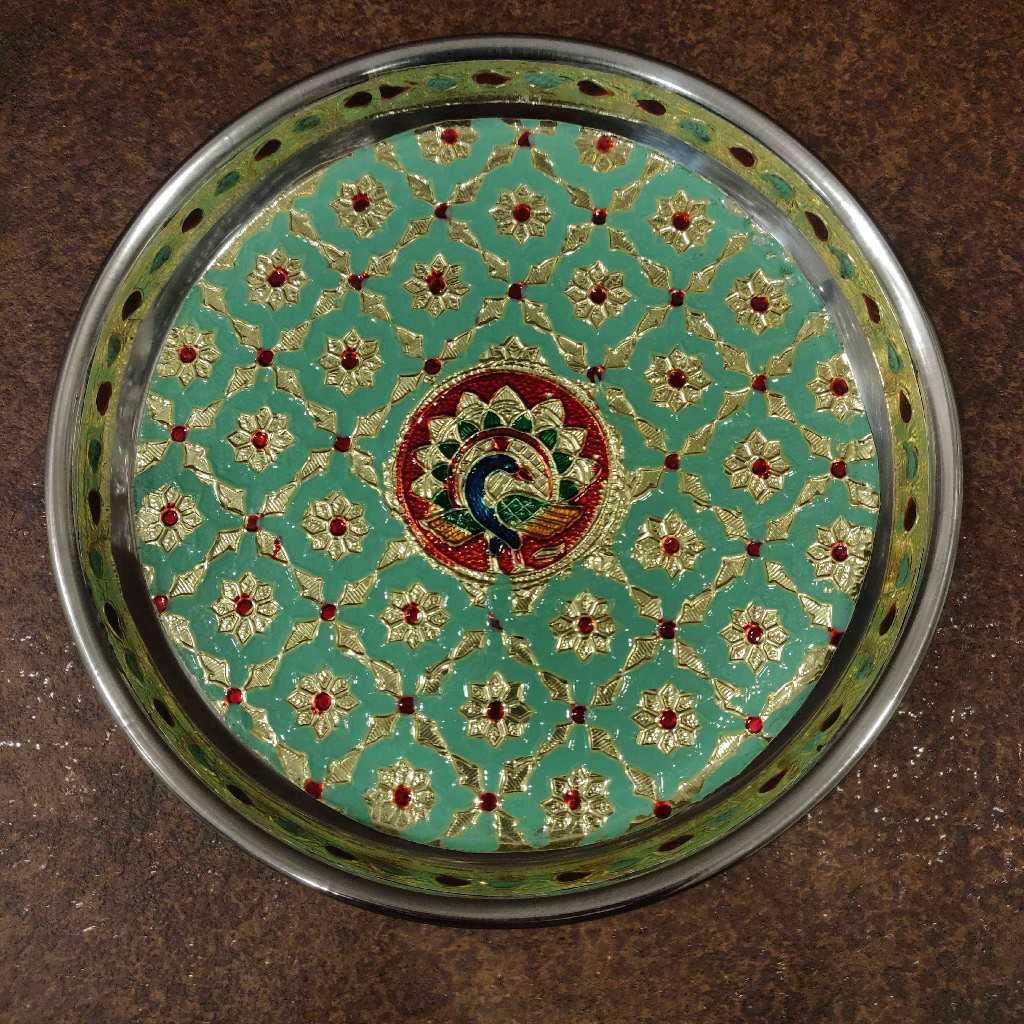 Minakari Plate Pastel Green 7 Inch
