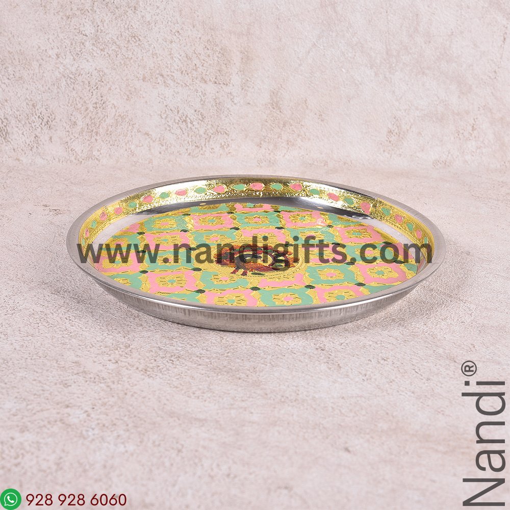Minakari Plate Pastel Colours Assorted 7Inch