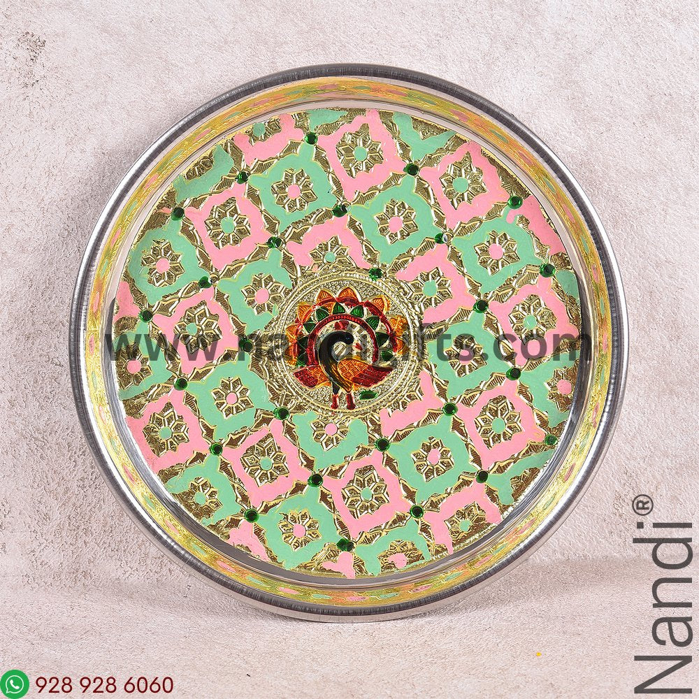 Minakari Plate Pastel Colours Assorted 7Inch