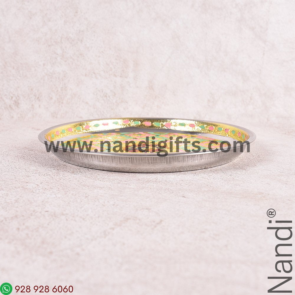 Minakari Plate Pastel Colours Assorted 7Inch