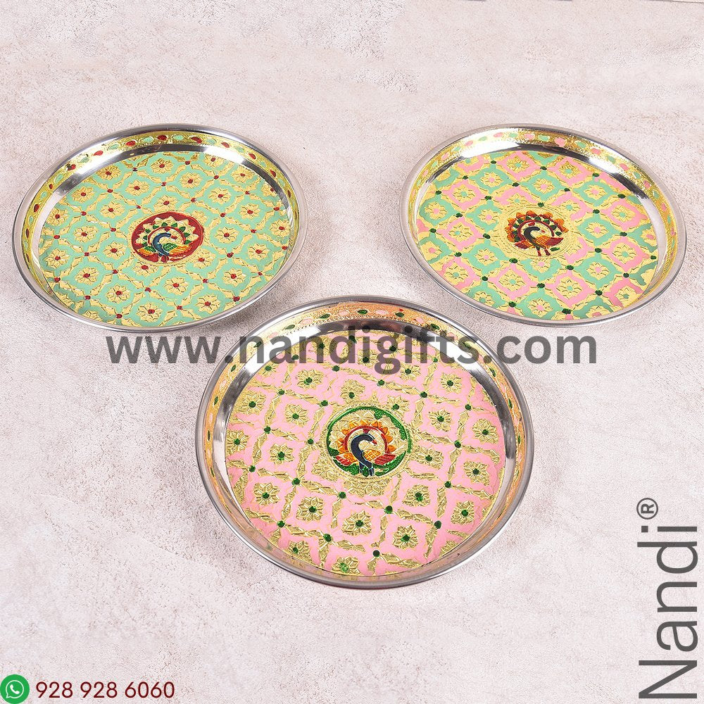 Minakari Plate Pastel Colours Assorted 7Inch