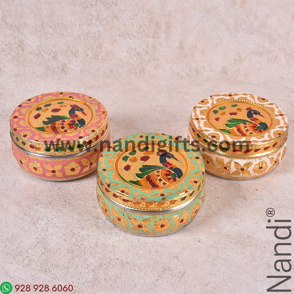 Minakari Pastel Peacock Box Medium Assorted Colours