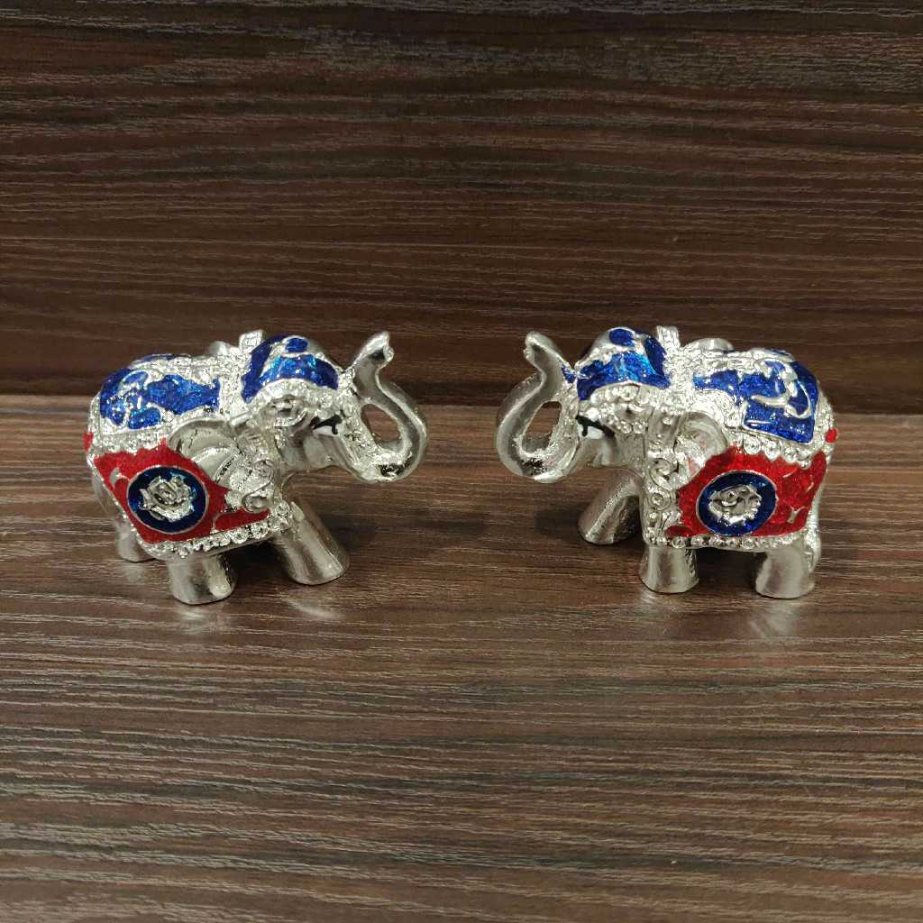 Mini Silver Mina Polyresin Elephant Pair