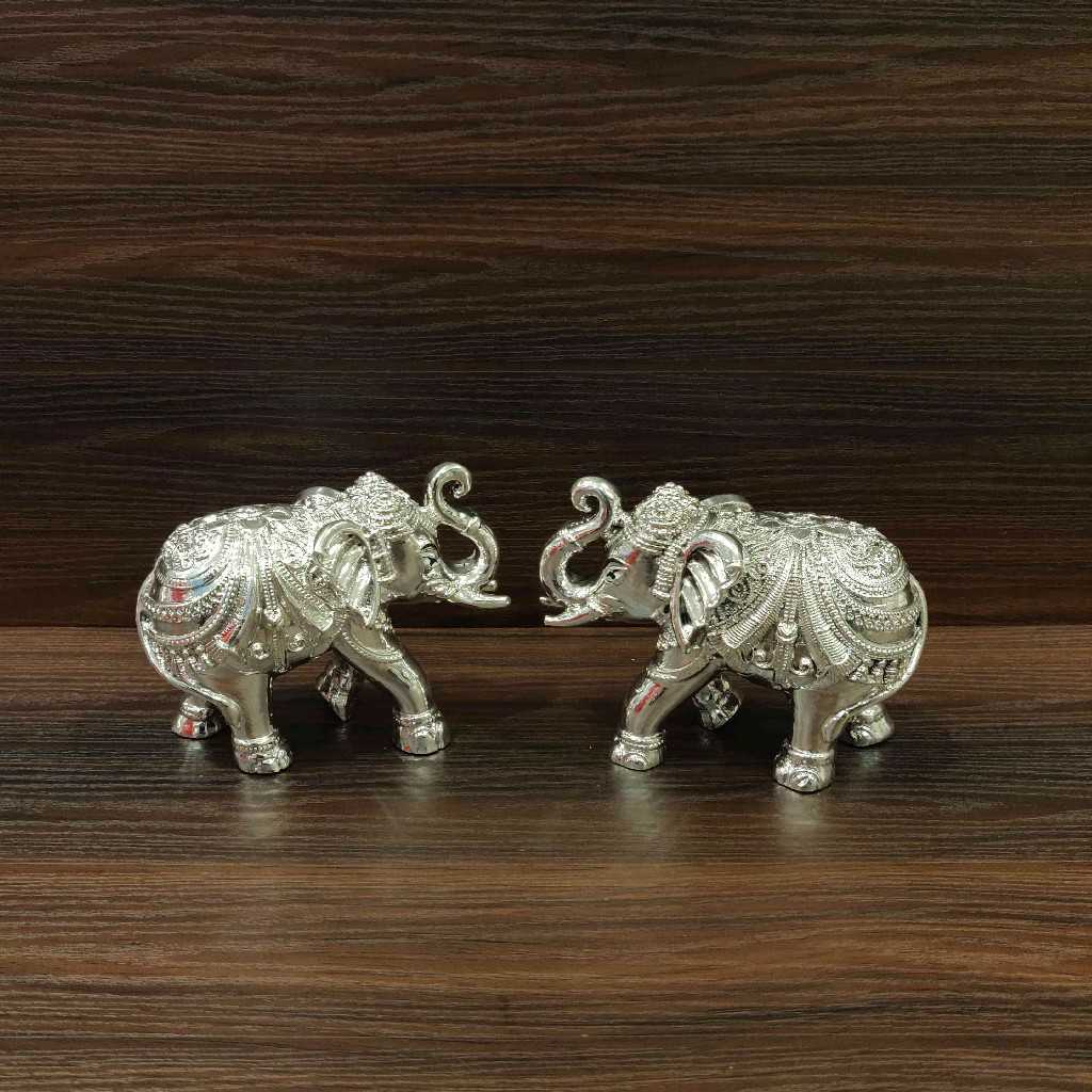 Silver Plated Maharaja Elephant Pair 3 Inch