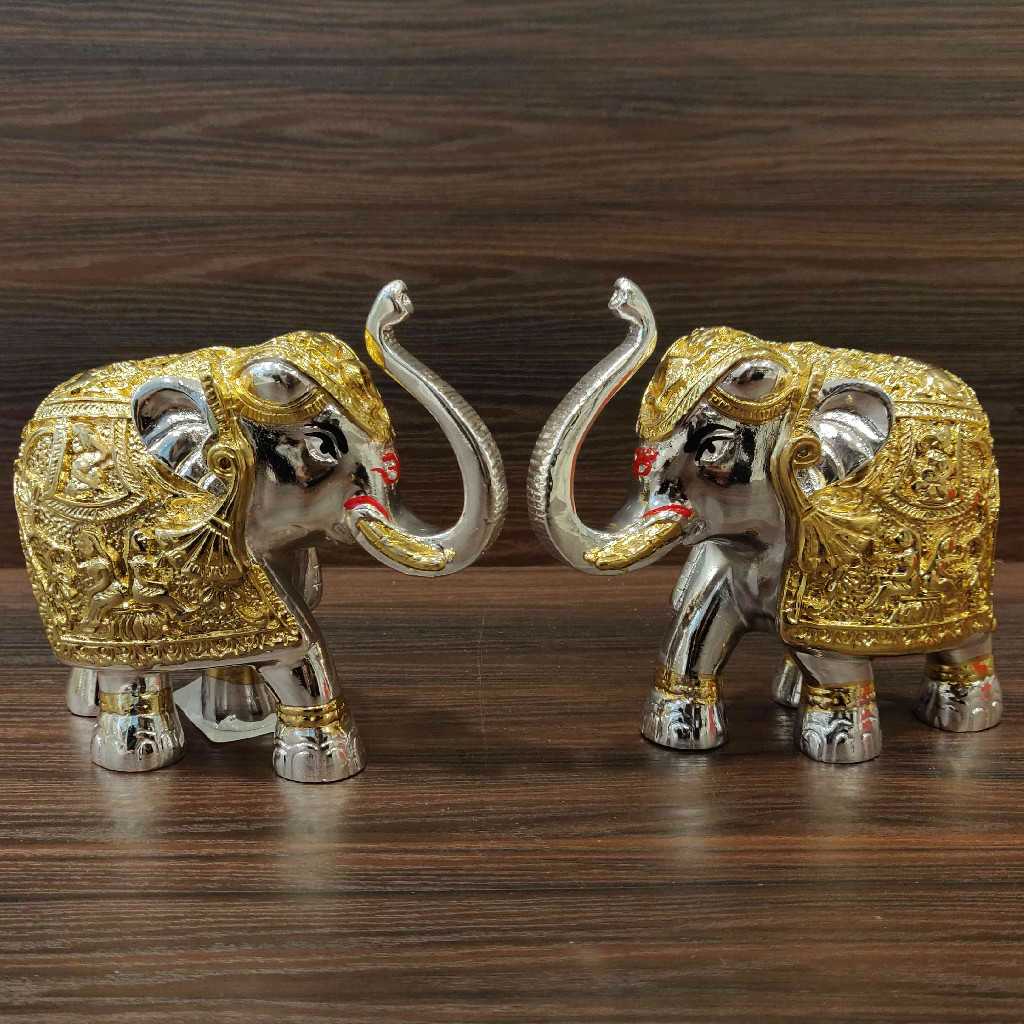 Silver And Gold Plated Elephant 4 Inch Pair