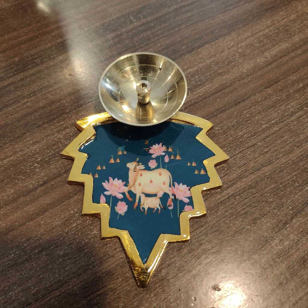 Pichwai Cow Diya Maple Leaf