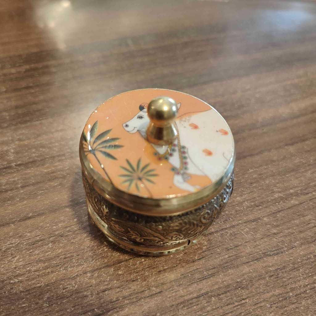 Brass Pichwai Kumkum Box