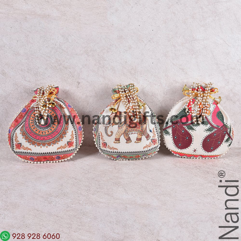 Potli Flat Printed Poly Jute