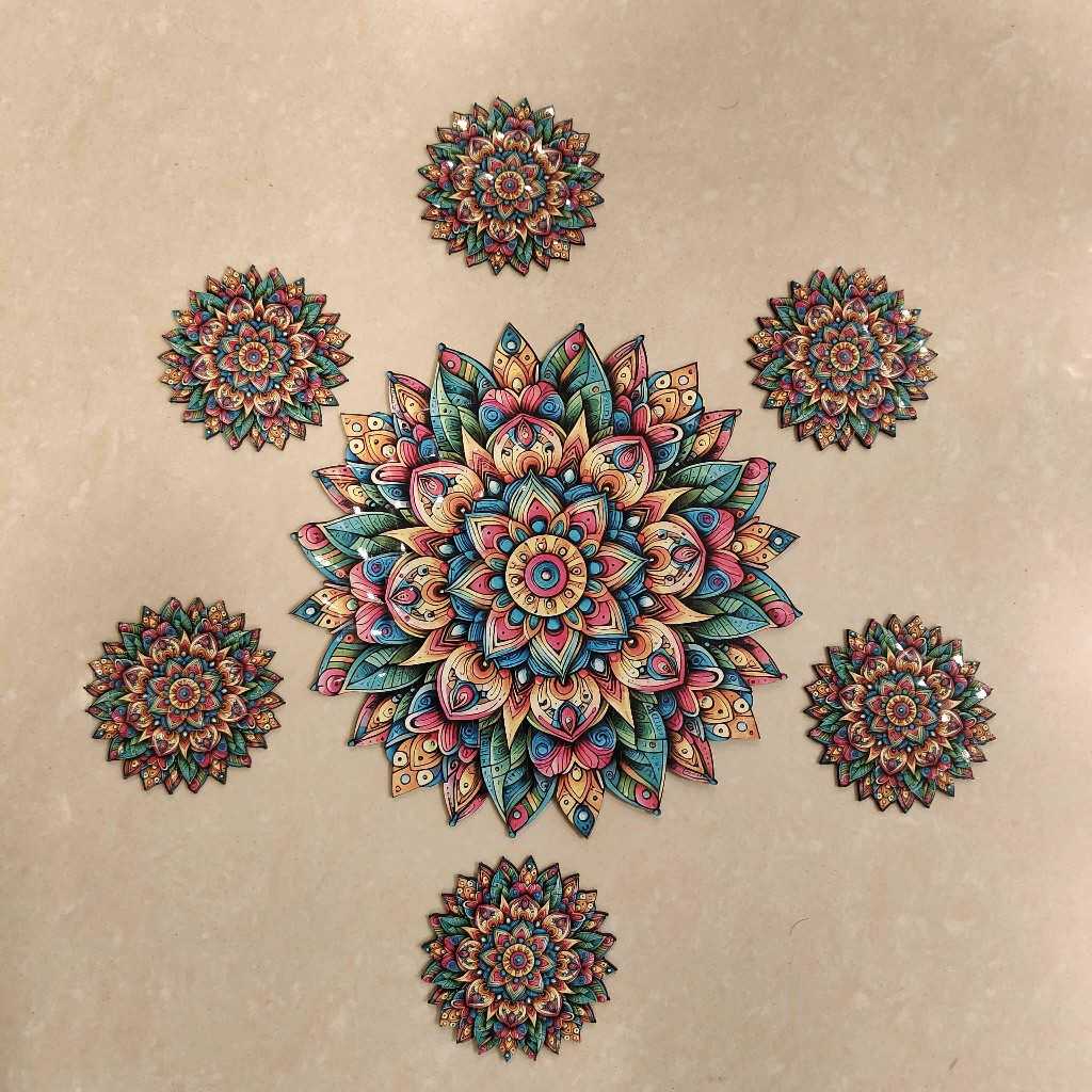 Printed Rangoli 3d 8Inch 7Pc Set