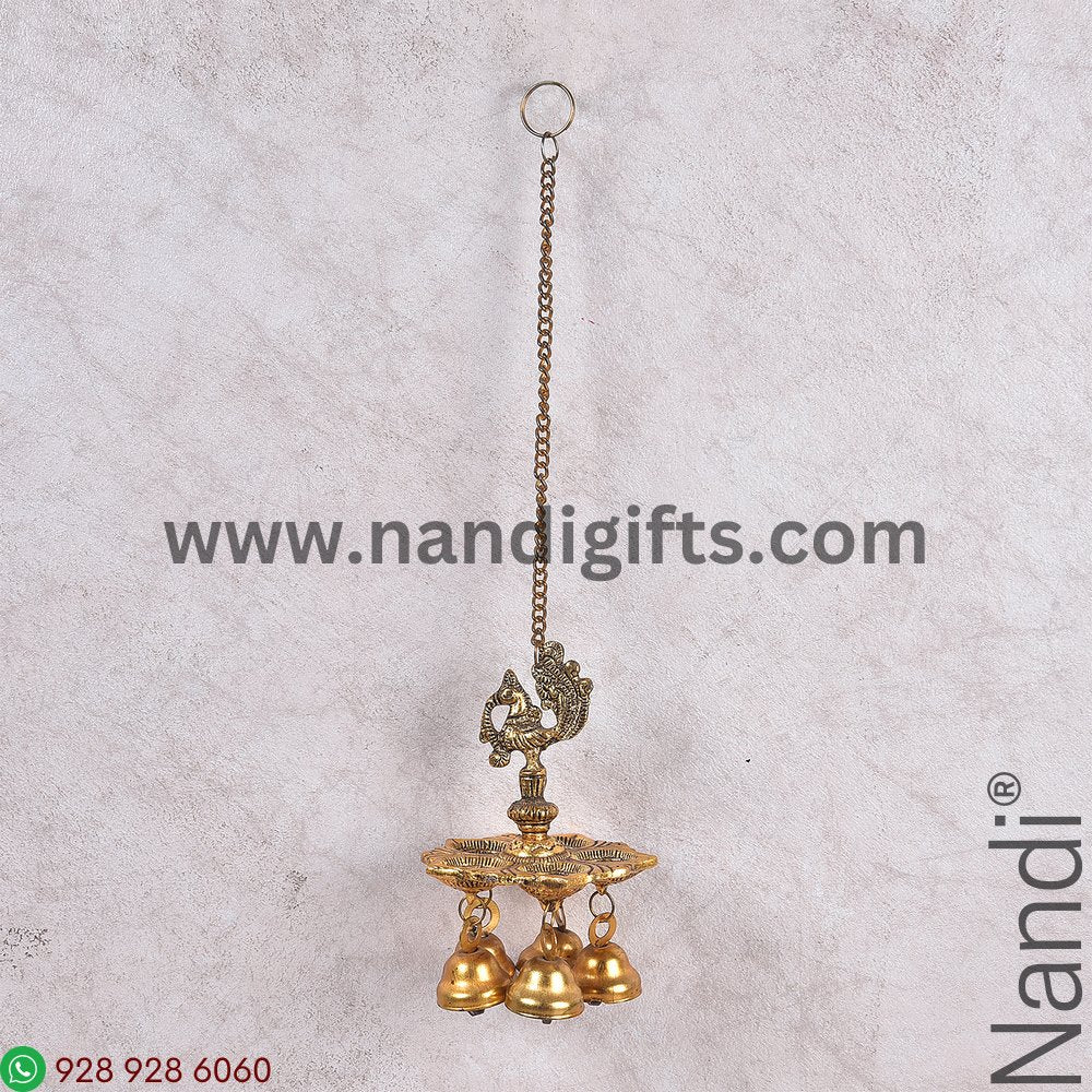 Peacock Hanging Diya Golden Antiq