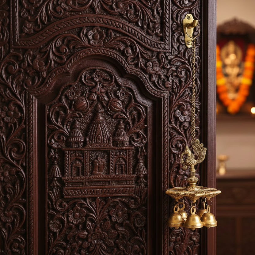 Peacock Hanging Diya Golden Antiq