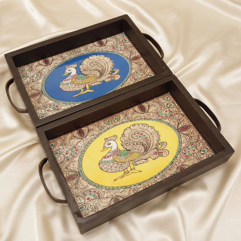 Tanjore-Pichwai Prints Wooden Trays 9x6