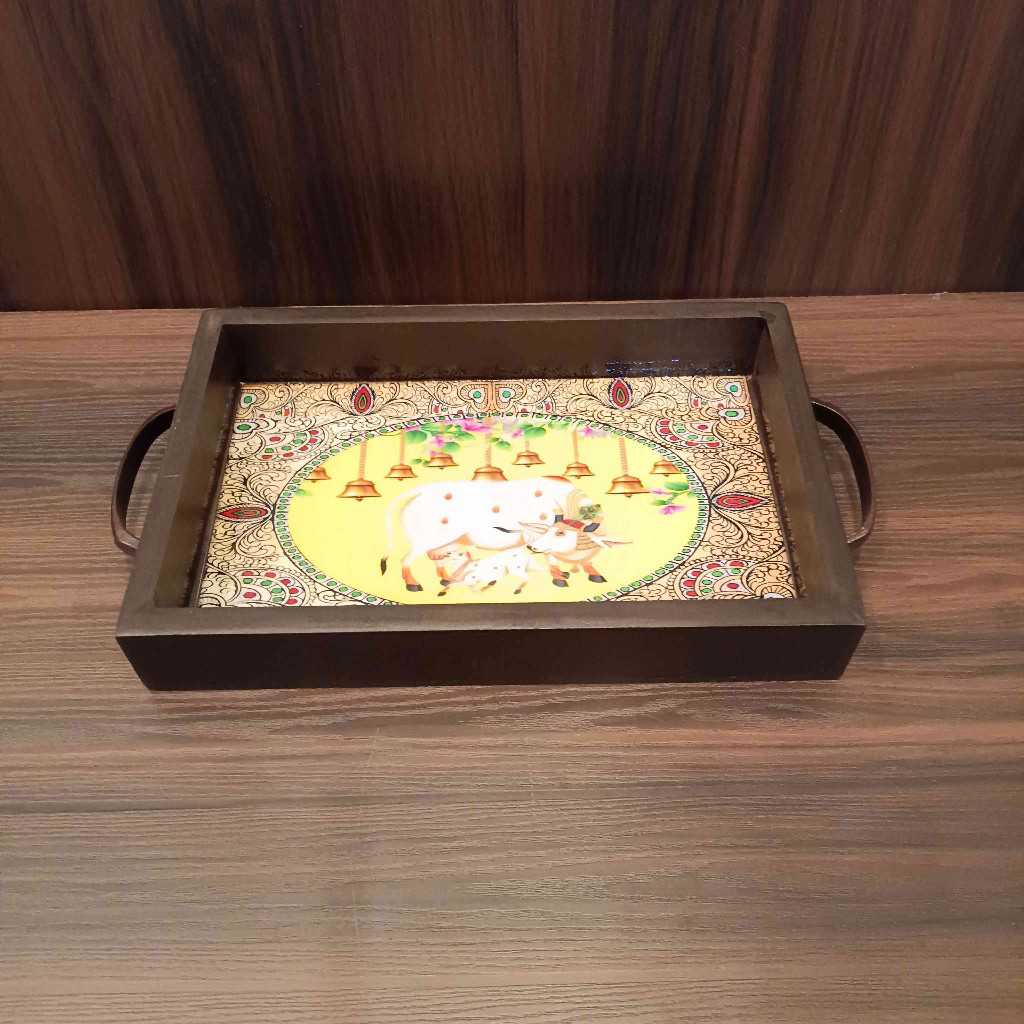 Tanjore-Pichwai Prints Wooden Trays 6X9