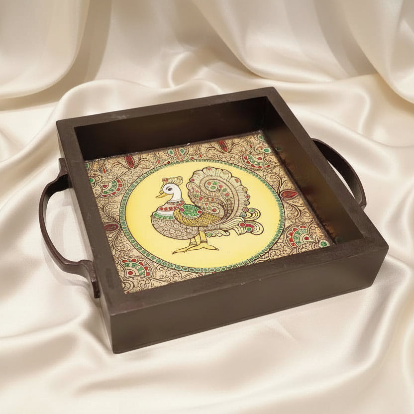 Tanjore-Pichwai Prints Wooden Trays 6x6