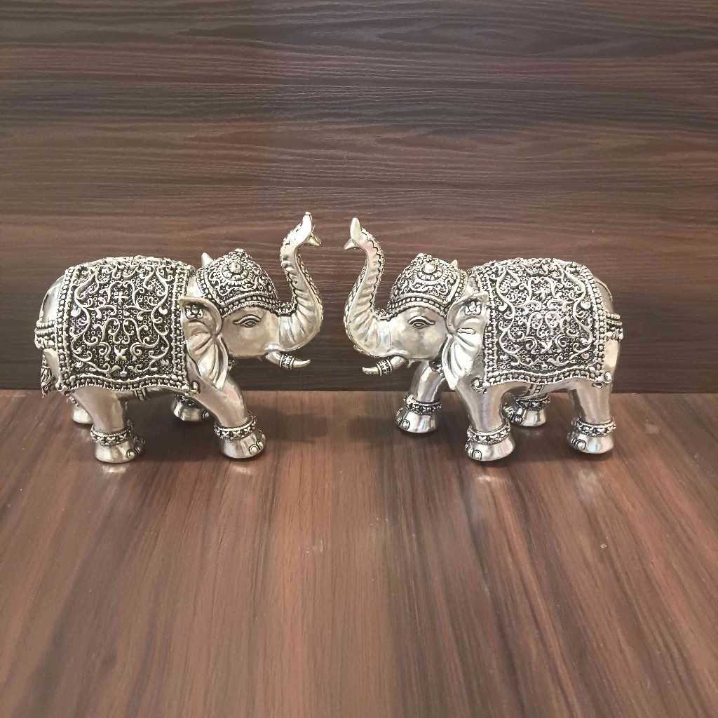 Antiq German Silver Elephant Pair5 Inch