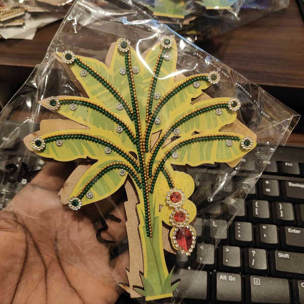 Decorated Mdf Banana Plant Pair Mini 6 Inch