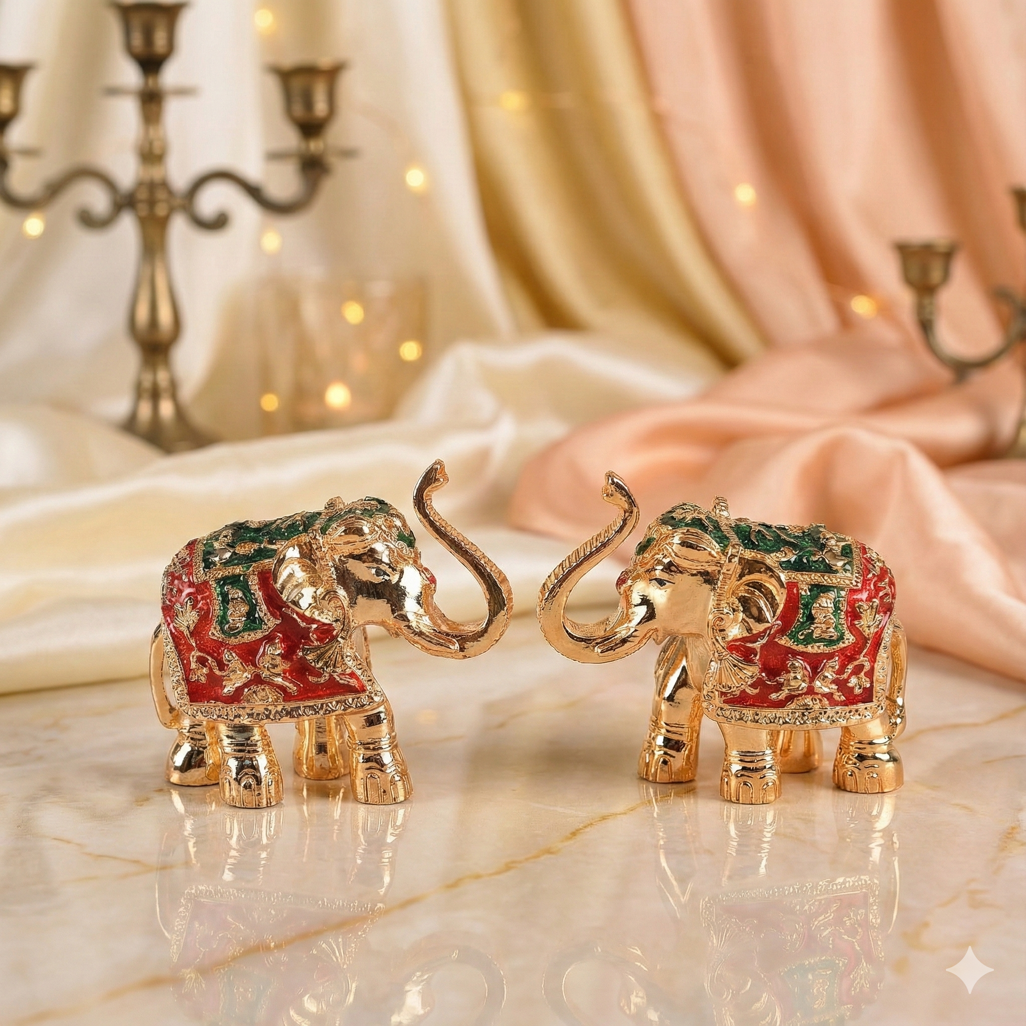 Gold Plated Minakari Elephant Pair 3
