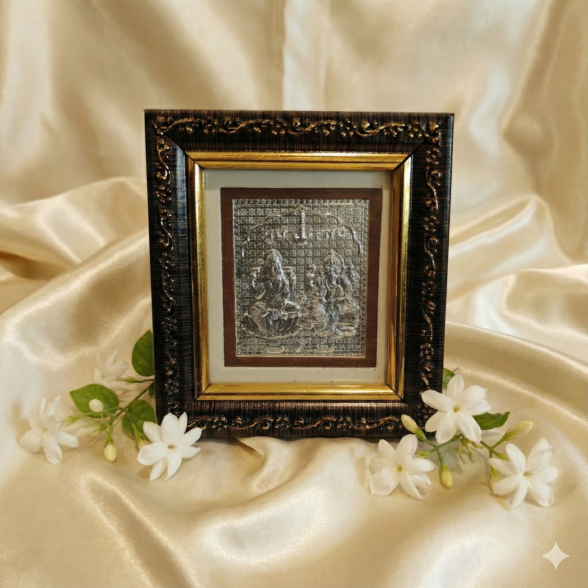 PHOTO FRAME 999 SILVER GANESH LAKSHMI MINI