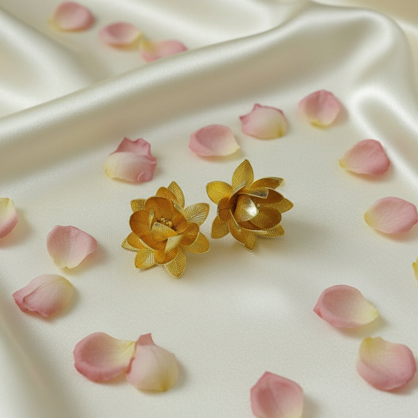 Gold Plated Parijatha Flower Pair
