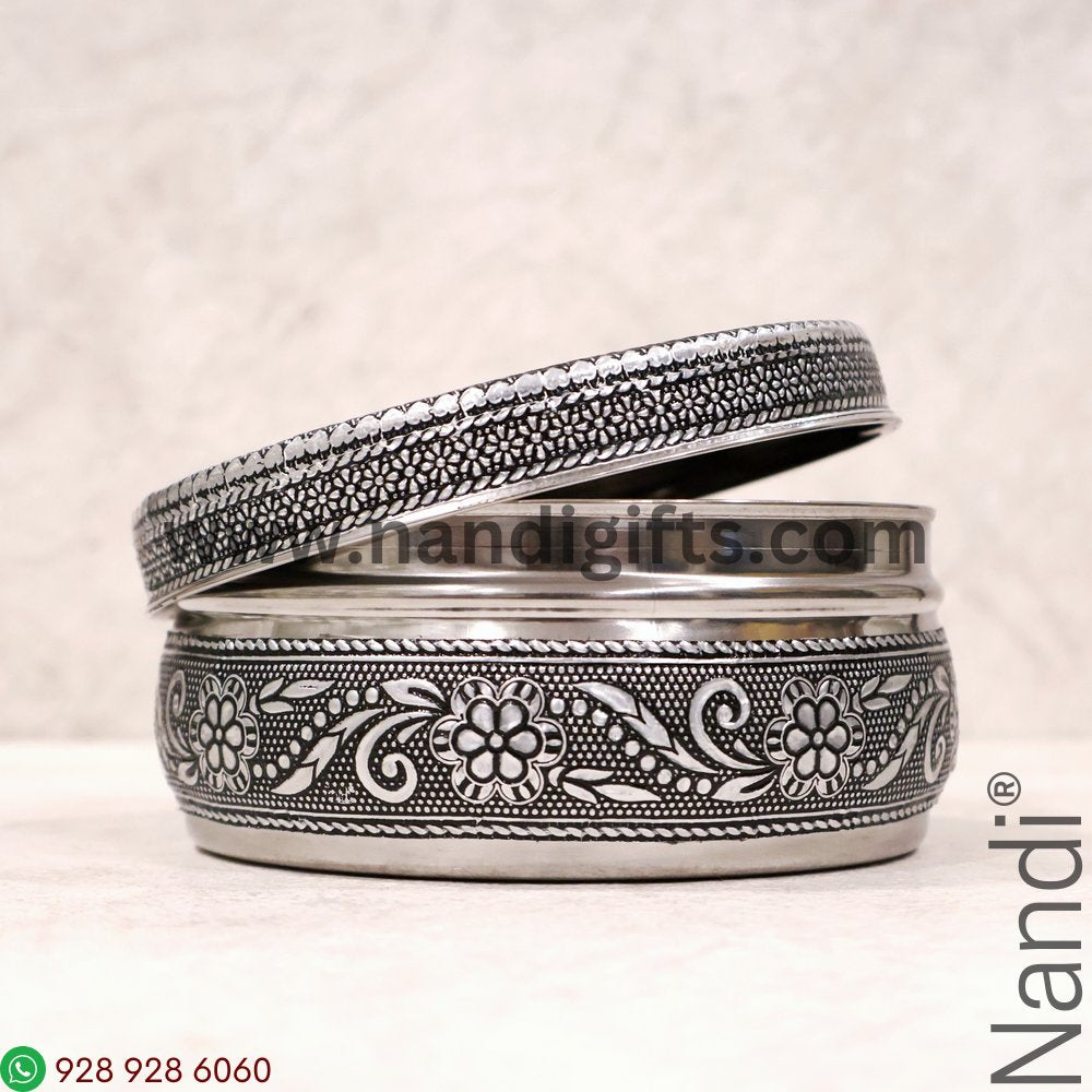 Silver Antique Finish Box Round Big